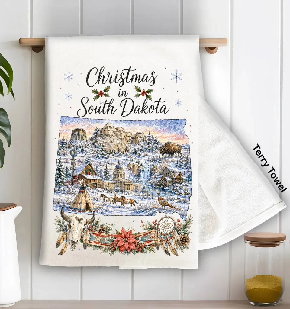 Avery Lane Gifts Christmas South Dakota viskestykke terry 71x46 cm