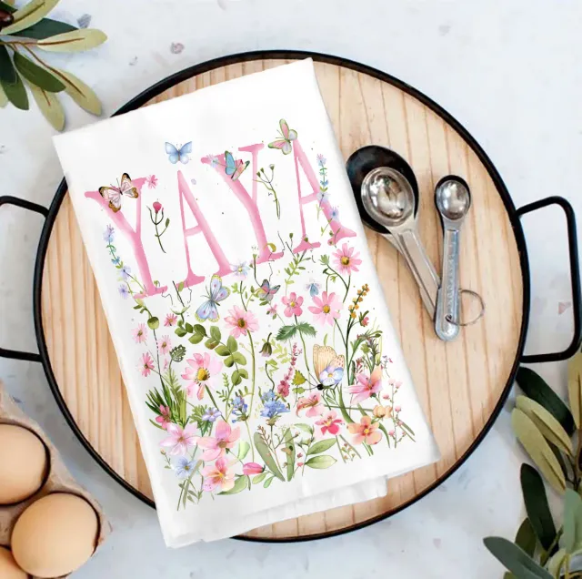Avery Lane Gifts Wild Flowers Yaya viskestykke bomuld