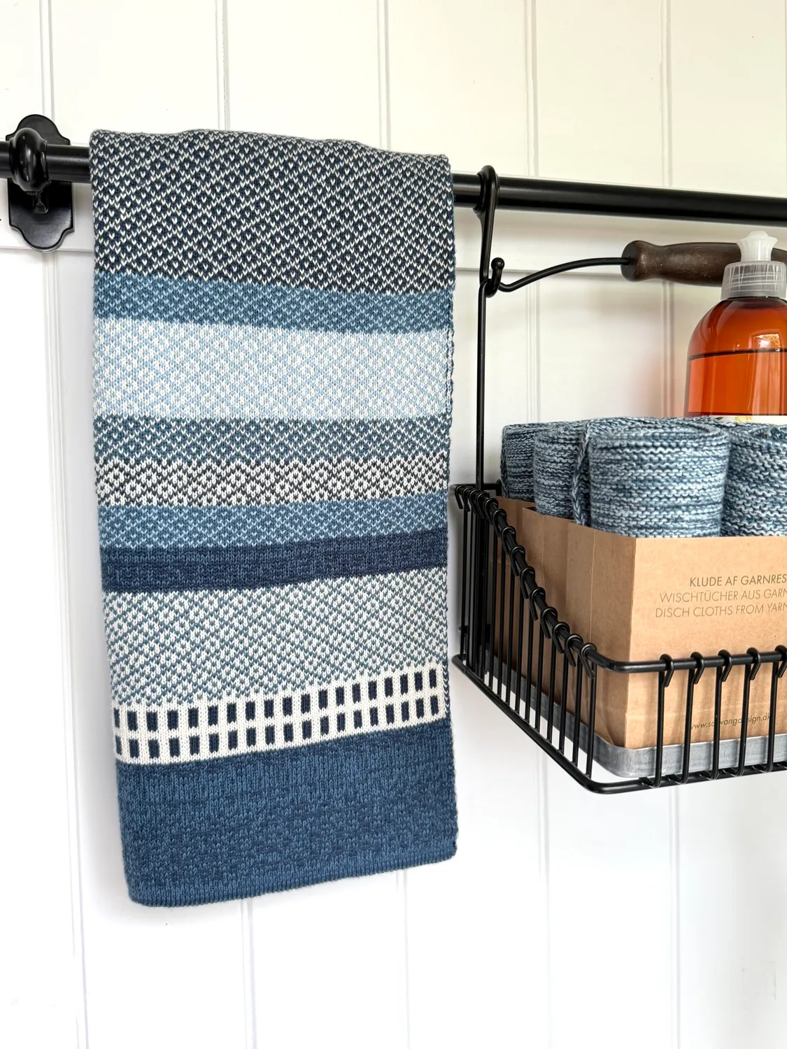Solwang Restgarn jacquard håndklæde dueblå