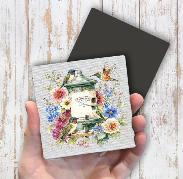 Avery Lane Gifts Spring Hummingbirds køleskabsmagnet 10 cm lærred