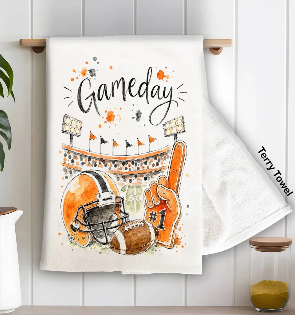 Avery Lane Gifts Football viskestykke bomuld 71x46 cm orange