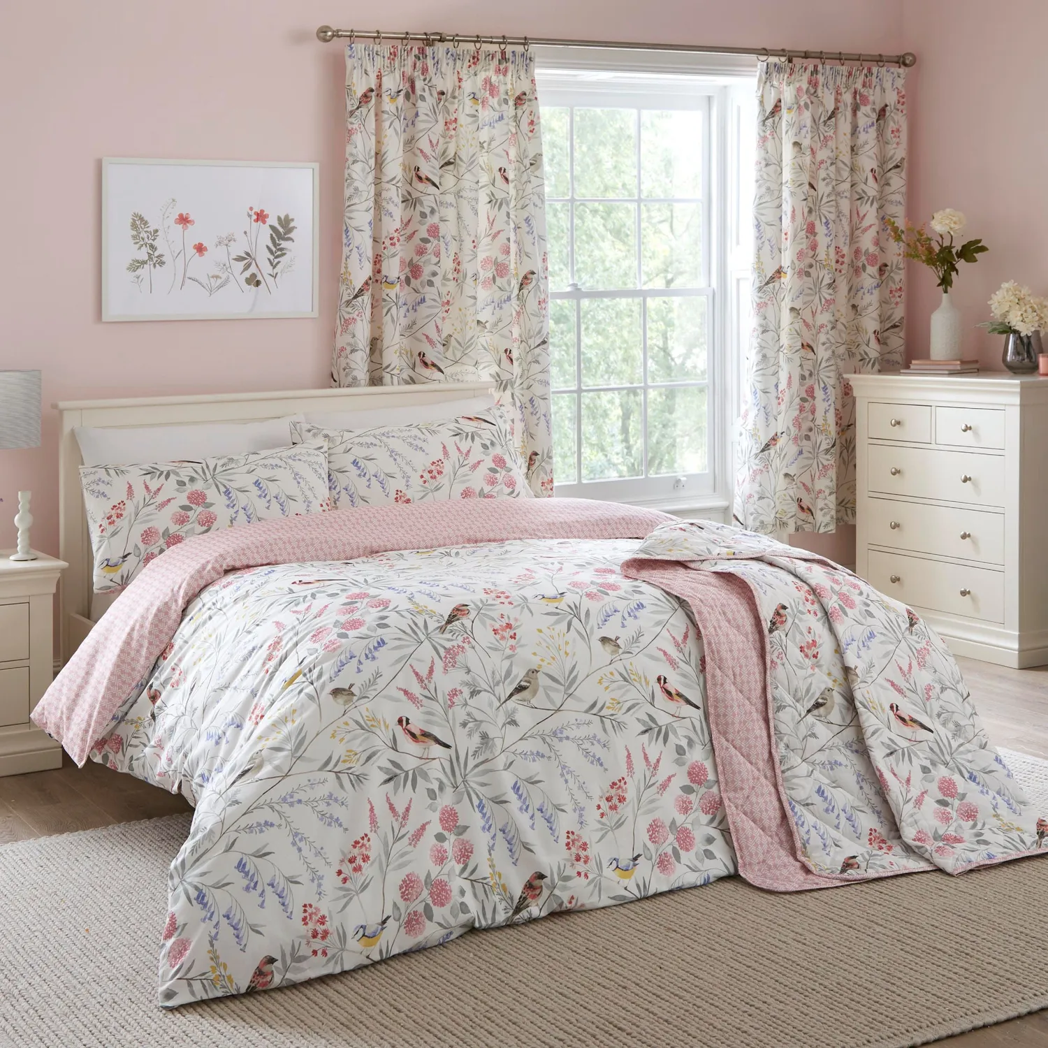 Ulster Weavers Caraway sengetæppe rosa 200x230 quiltet
