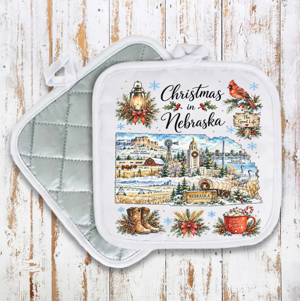 Avery Lane Gifts Christmas in Nebraska grydelap bomuld 20 cm