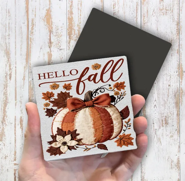 Avery Lane Gifts Hello Fall køleskabsmagnet 10x10 græskar