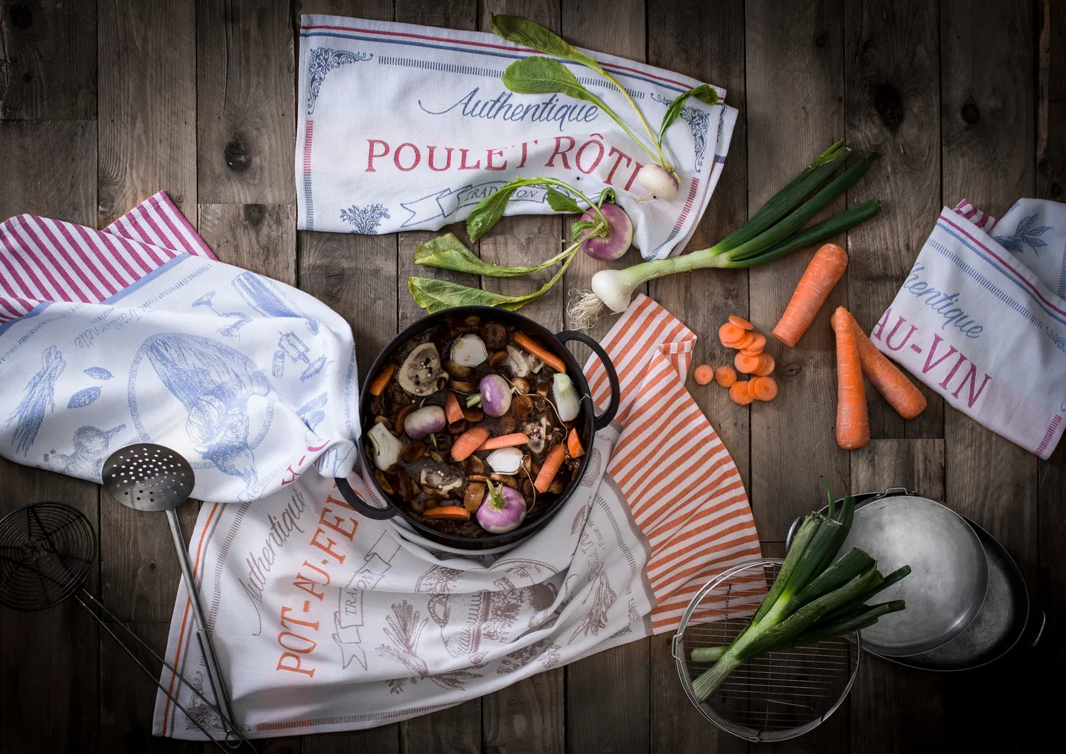 Coucke Coq au Vin viskestykke blå 50x75 cm bomuld