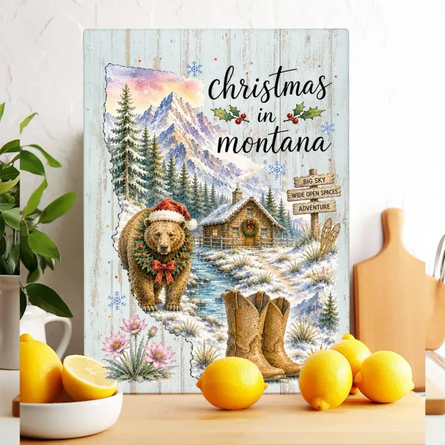 Avery Lane Gifts Christmas in Montana skærebræt glas 28x38 cm