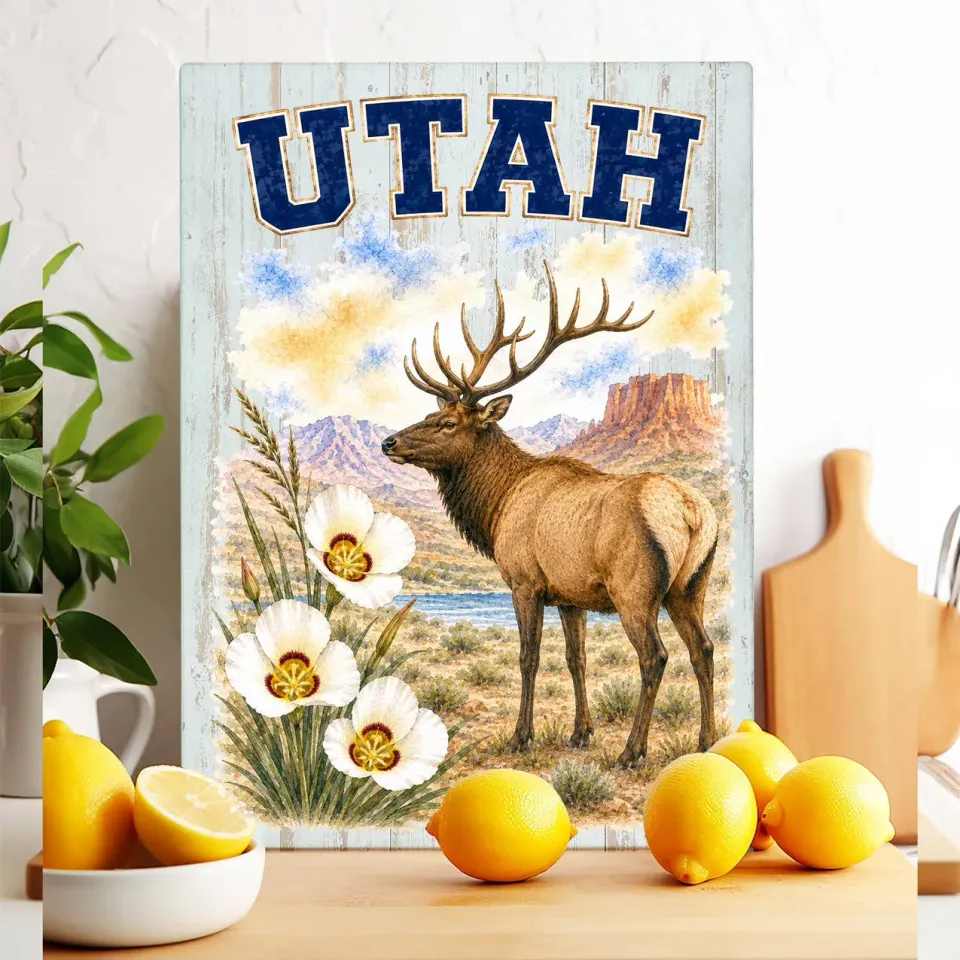 Avery Lane Gifts Utah State Bird skærebræt glas 28x38 cm varmefast