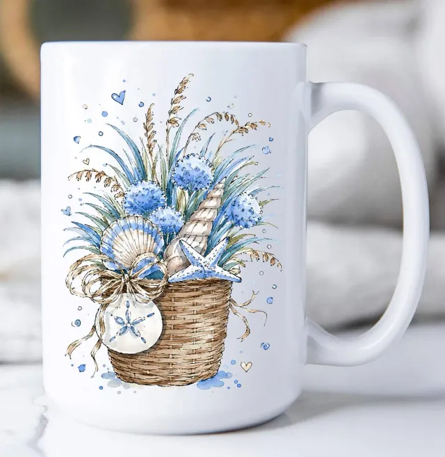Avery Lane Gifts Coastal Blue krus 443 ml muslingemotiv