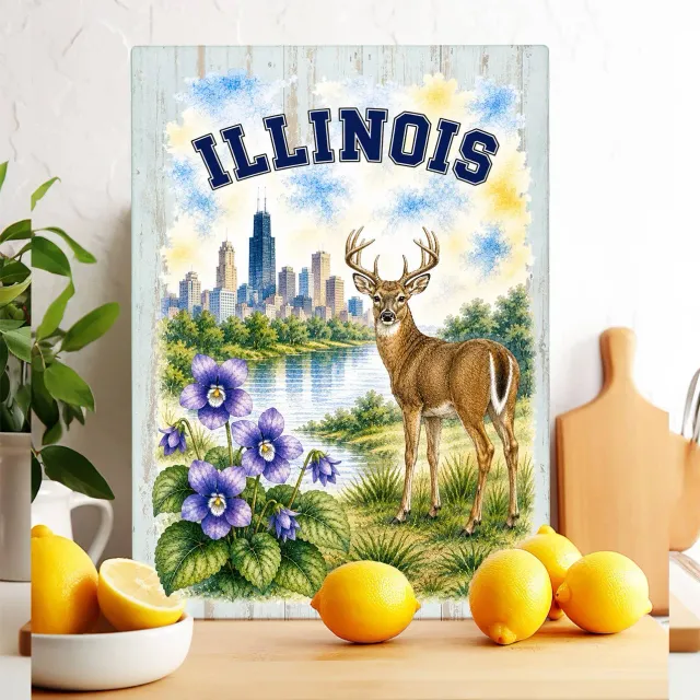 Avery Lane Illinois State Bird and Animal skærebræt glas 28x38 cm hærdet