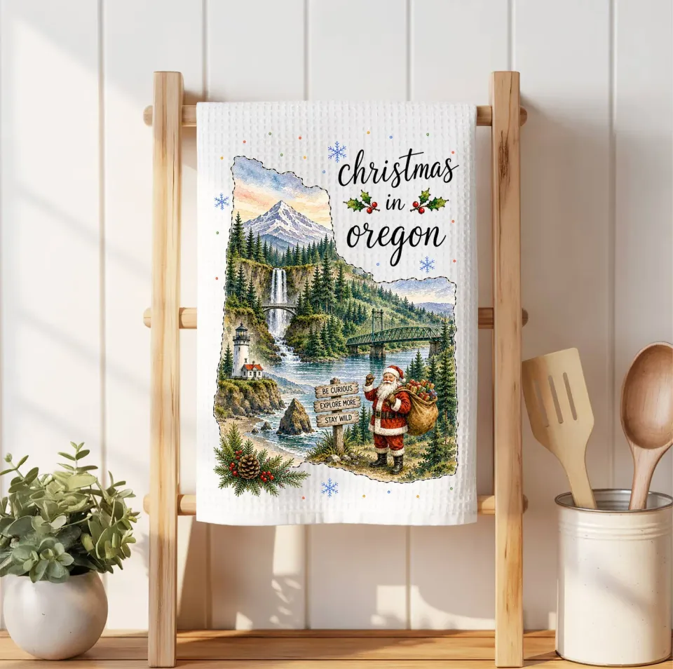 Avery Lane Gifts Christmas in Oregon State Map håndklæde 41x36