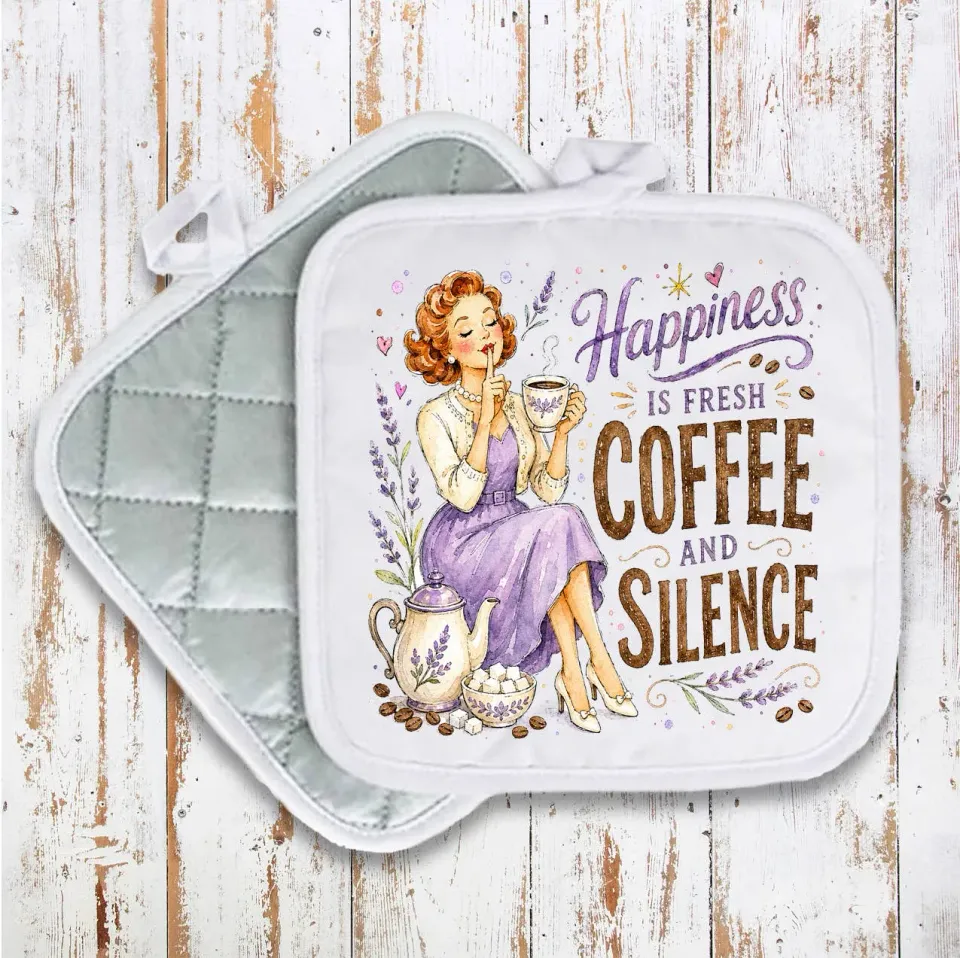 Avery Lane Gifts Housewives grydelap coffee silence 20x20 cm