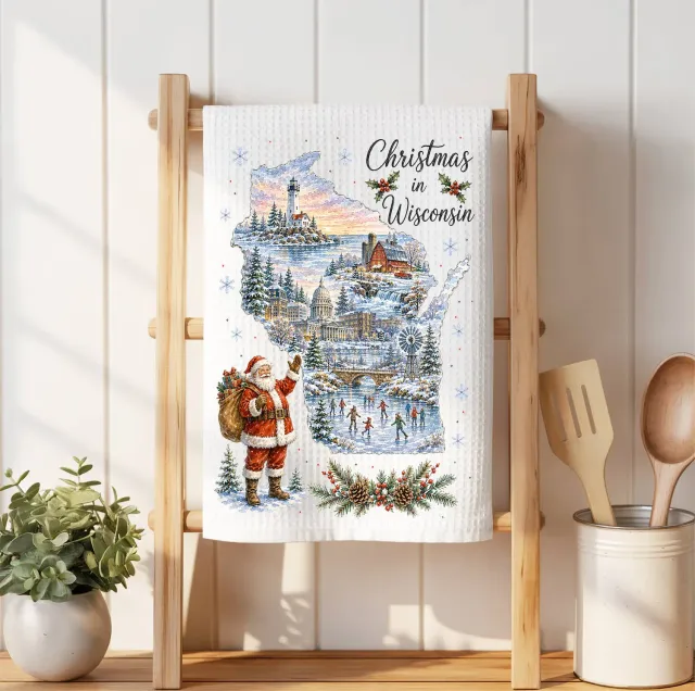 Avery Lane Gifts Christmas Wisconsin vaffel viskestykke 41cm