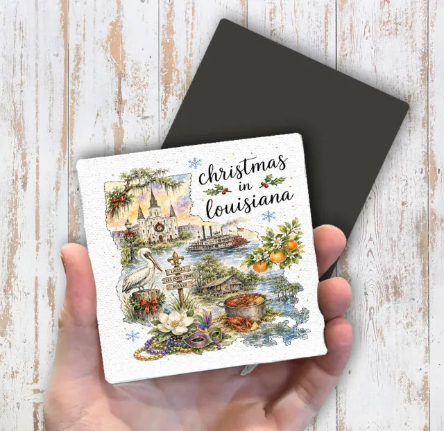 Avery Lane Gifts Christmas in Louisiana magnet 10x10 cm julekort