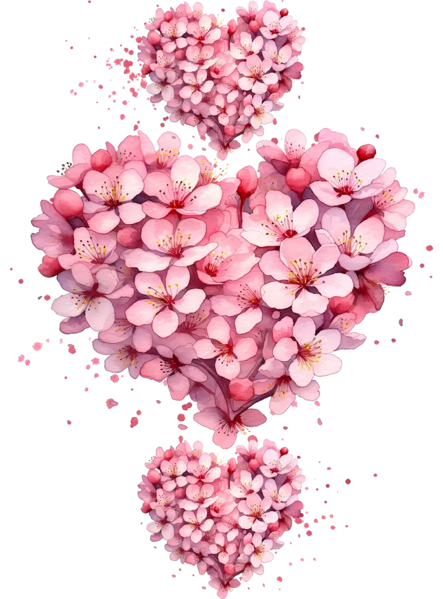 Avery Lane Gifts Valentine Pink Blossoms plakat hjerte blomster