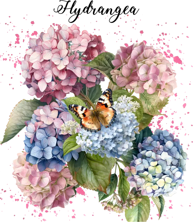 Spring Garden Pink Hydrangeas viskestykke lyserød hortensia