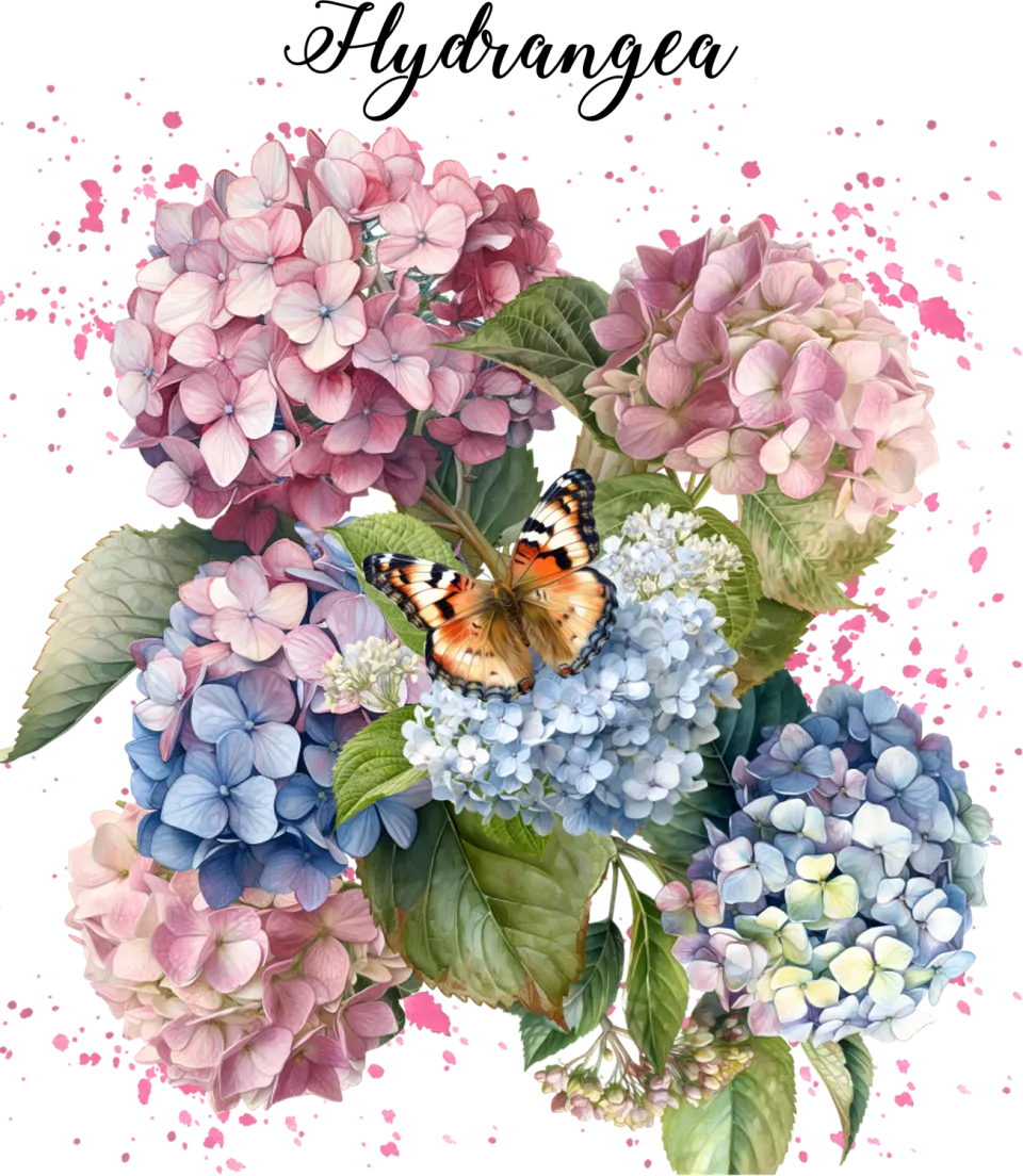 Spring Garden Pink Hydrangeas viskestykke lyserød hortensia