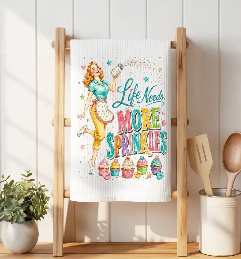 Avery Lane Gifts Life Needs Sprinkles mikrofiberklud vaffelvævet