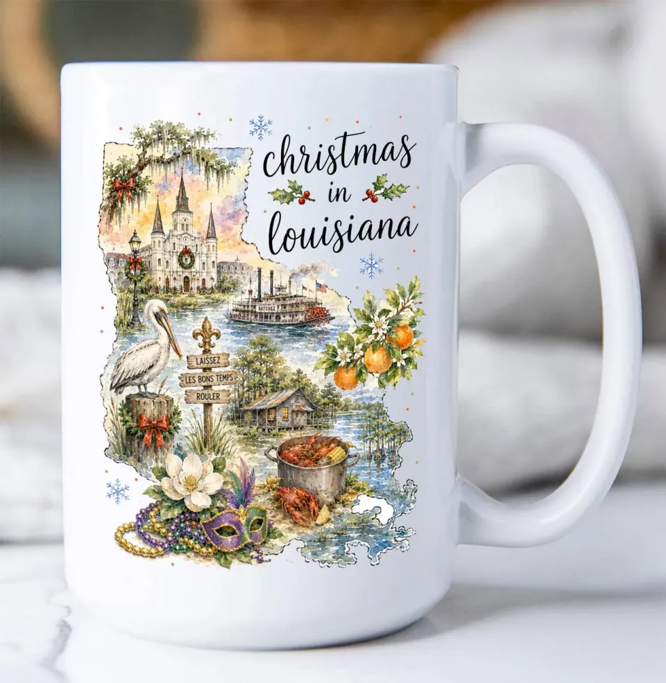 Avery Lane Gifts Christmas Louisiana krus 443 ml hvid