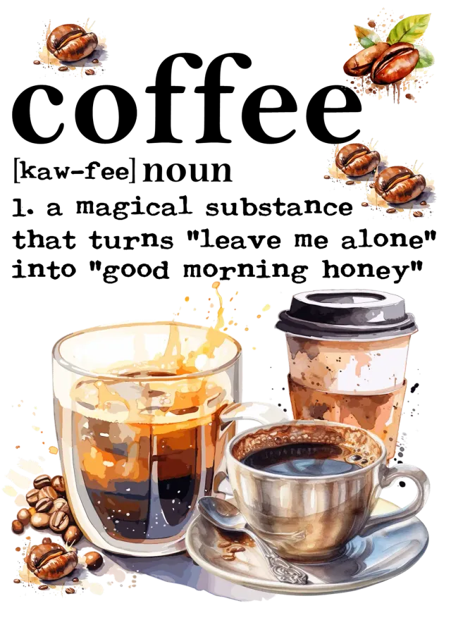 Avery Lane Gifts Coffee Magical T-shirt sjov tekst