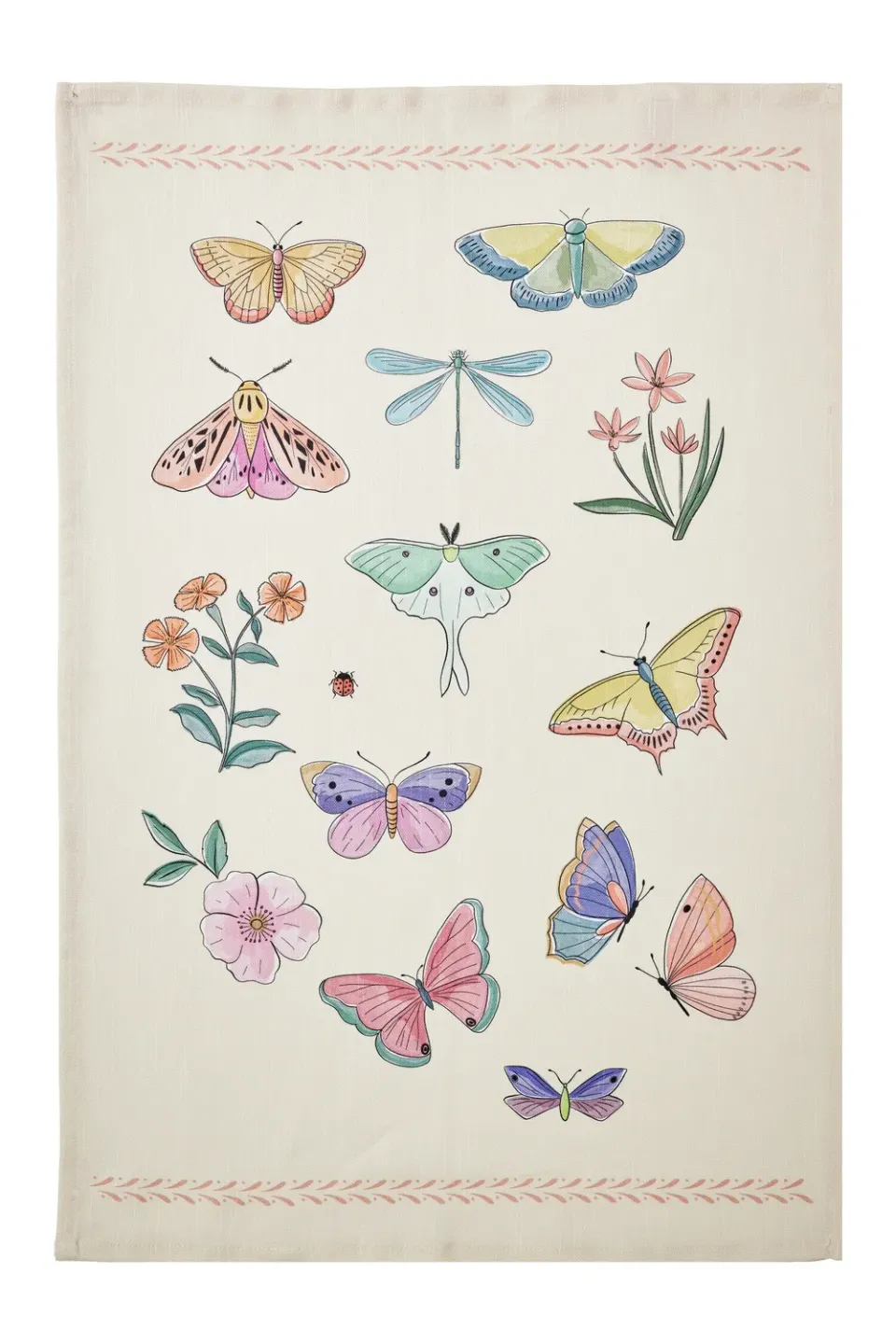 Coucke The Butterflies viskestykke hvid 50x75 sommerfugle
