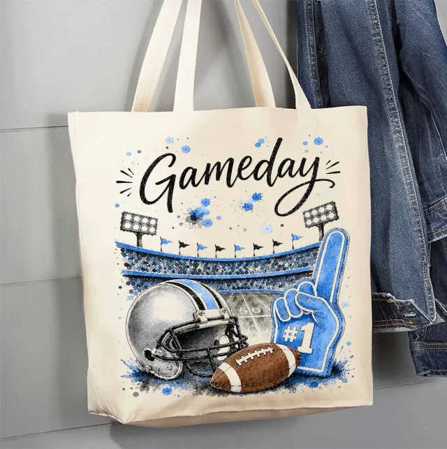 Avery Lane Gifts Gameday Football Silver Light Blue mulepose bomuld