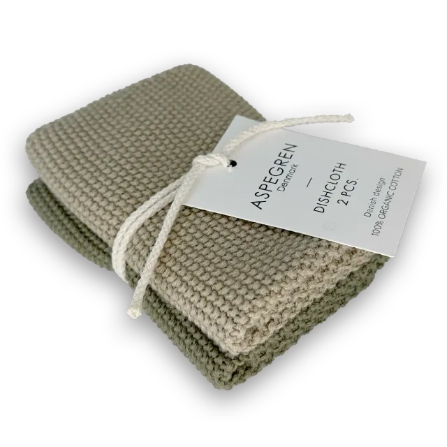 AspEgren Solid karklude oliven 25 x 25 cm 2 stk bomuld