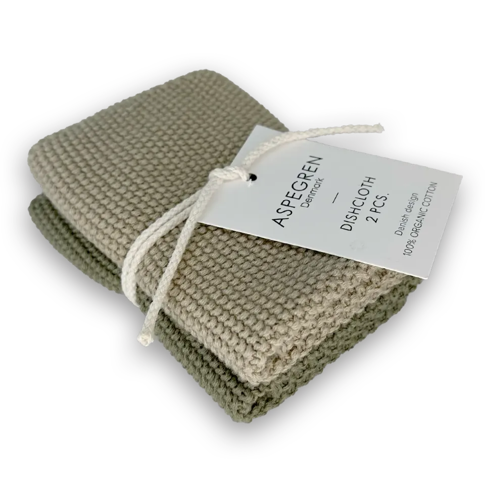 AspEgren Solid karklude oliven 25 x 25 cm 2 stk bomuld