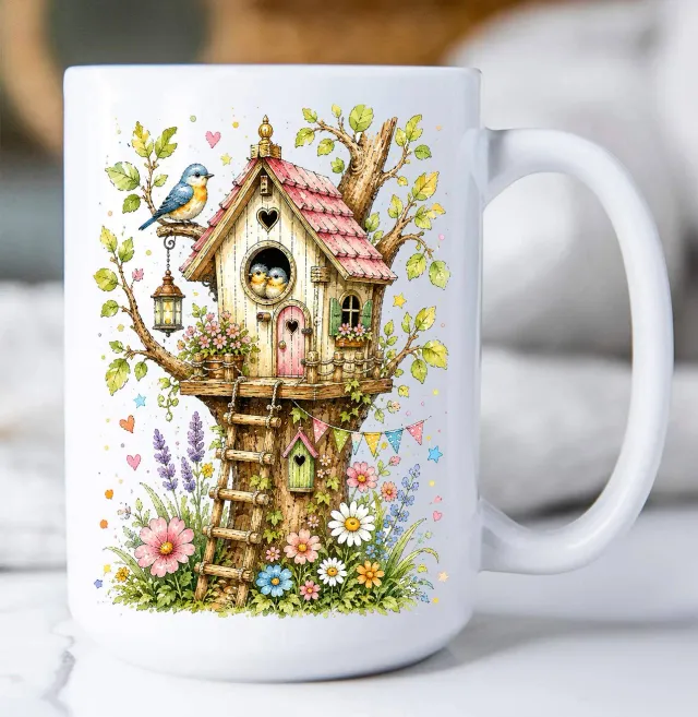 Avery Lane Gifts Spring Birds kaffekrus 15 oz fuglemotiv