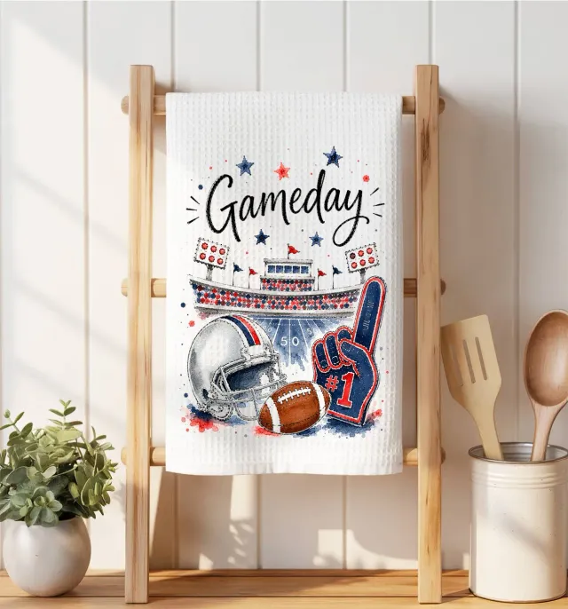 Avery Lane Gifts Gameday mikrofiberklud blå rød