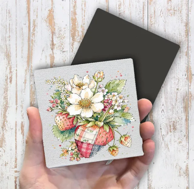 Avery Lane Gifts Quilted Strawberry magnet 10x10 cm