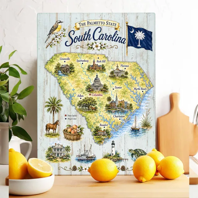 Avery Lane Gifts South Carolina skærebræt glas 28x38 cm