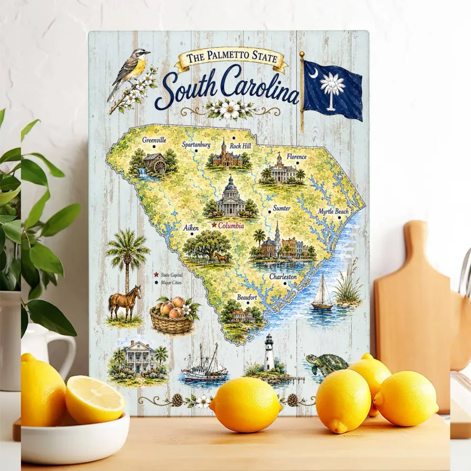 Avery Lane Gifts South Carolina skærebræt glas 28x38 cm