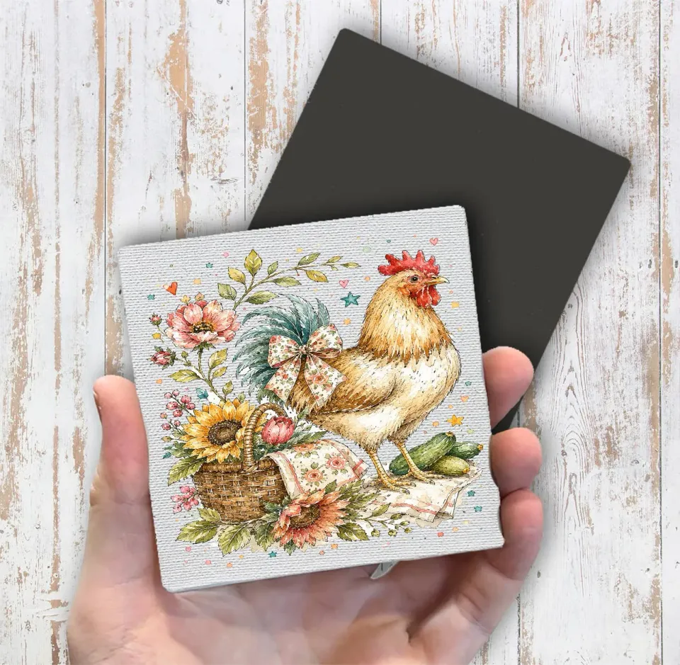 Avery Lane Gifts Hen køleskabsmagnet 10x10 cm landhøne