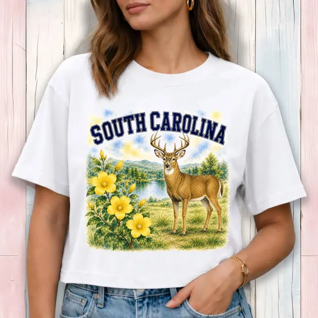 Avery Lane Gifts South Carolina cropped t-shirt hvid bomuld
