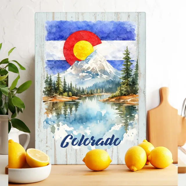 Avery Lane Gifts Colorado Mountain skærebræt glas 20x28 cm varmefast