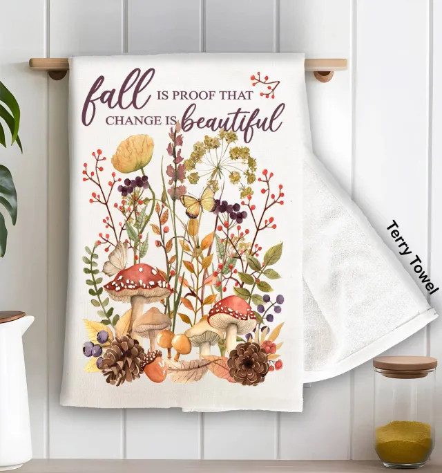 Avery Lane Fall Wildflower Mushroom viskestykke 71x46 cm frotté
