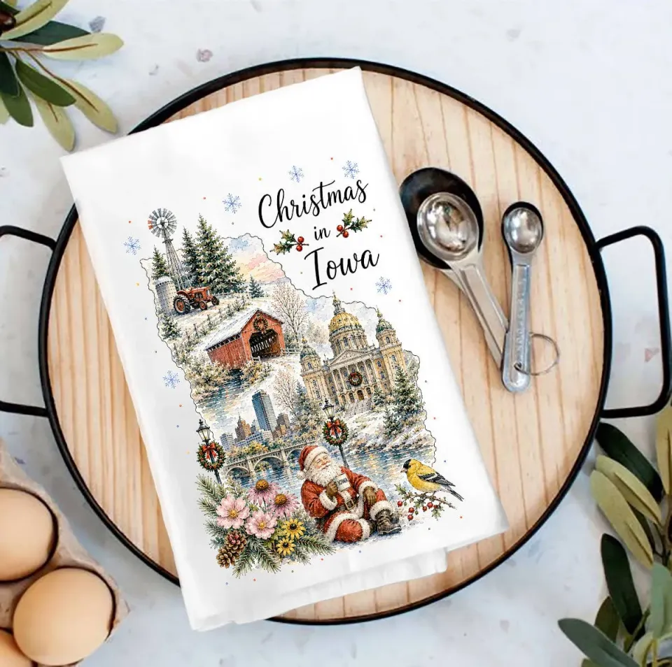 Avery Lane Gifts Christmas Iowa viskestykke bomuld 68x68 cm