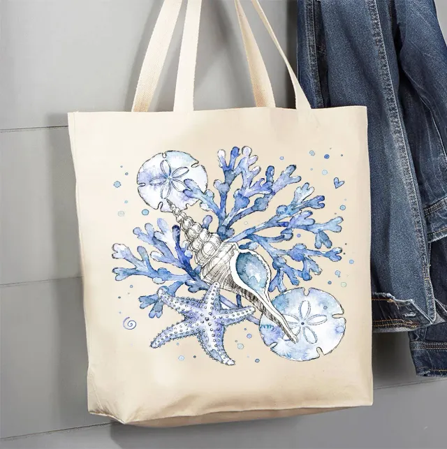 Avery Lane Gifts Coastal Blue Sand Dollar mulepose bomuld