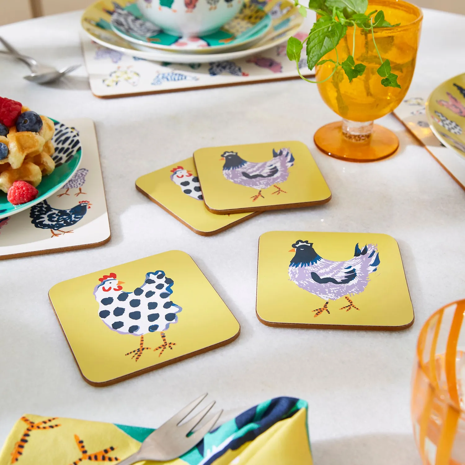 Ulster Weavers Chick Chicken bordskånere 4-pak gule