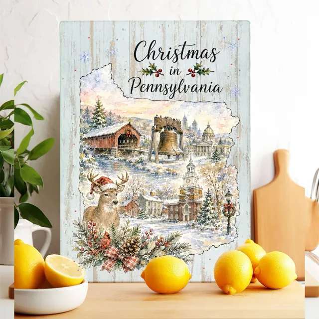 Avery Lane Gifts Christmas Pennsylvania skærebræt glas 28x38