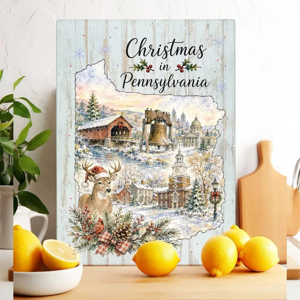 Avery Lane Gifts Christmas Pennsylvania skærebræt glas 28x38