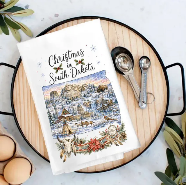 Avery Lane Gifts Christmas South Dakota viskestykke 68x68 cm bomuld