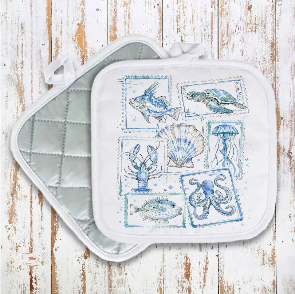 Avery Lane Gifts Coastal Blue Ocean grydelap 20x20 cm quiltet