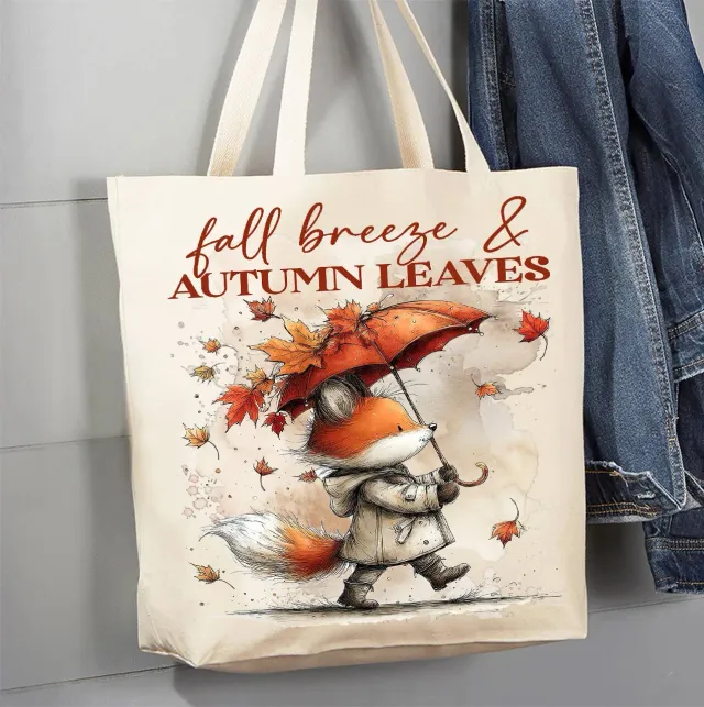 Avery Lane Gifts Fall Breeze Autumn Leaves Fox mulepose bomuld