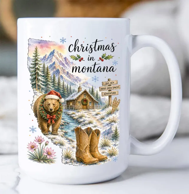 Avery Lane Gifts Christmas in Montana krus 15 oz keramik