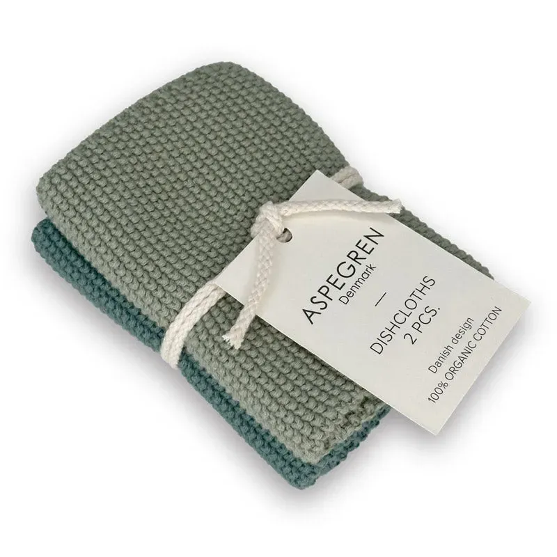 AspEgren Solid Strikkede Karklude Mint 26x26 cm 2 stk Bomuld