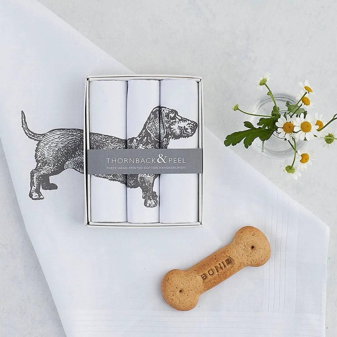 Thornback & Peel Dog lommetørklæder 3 stk bomuld gravhund