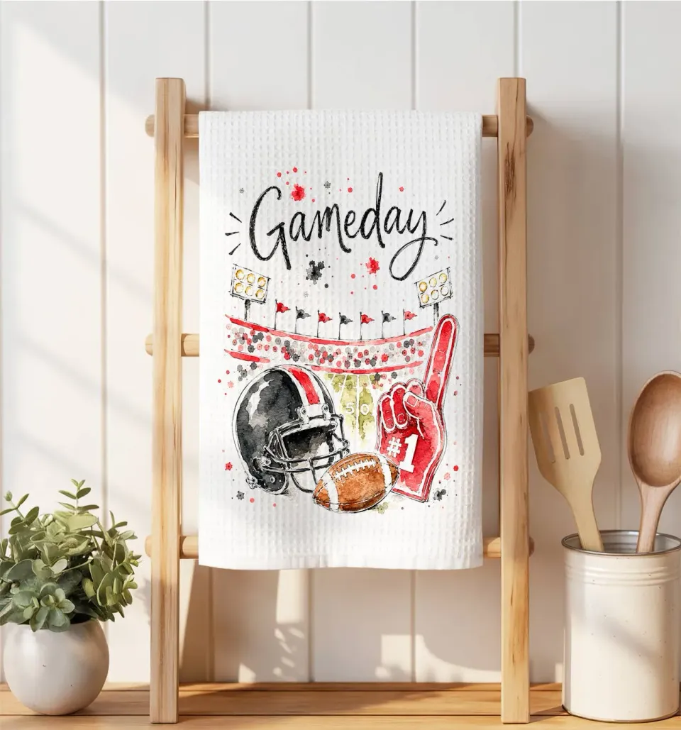 Gameday Football Black Red viskestykke vaffel 41 cm