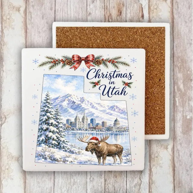 Avery Lane Gifts Christmas in Utah State Map bordskåner 10x10 cm