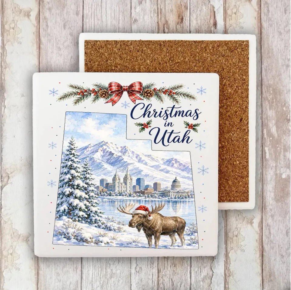 Avery Lane Gifts Christmas in Utah State Map bordskåner 10x10 cm